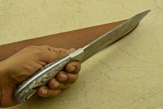 Custom Handmade Forged Damascus Steel Chef Kitchen Knife with Resin Handle – 11.75" Professional Knife