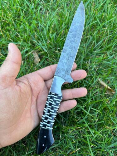 Custom Handmade Damascus Steel Chef & Fillet Knife – Kitchen & Hunting Knife with Resin Handle