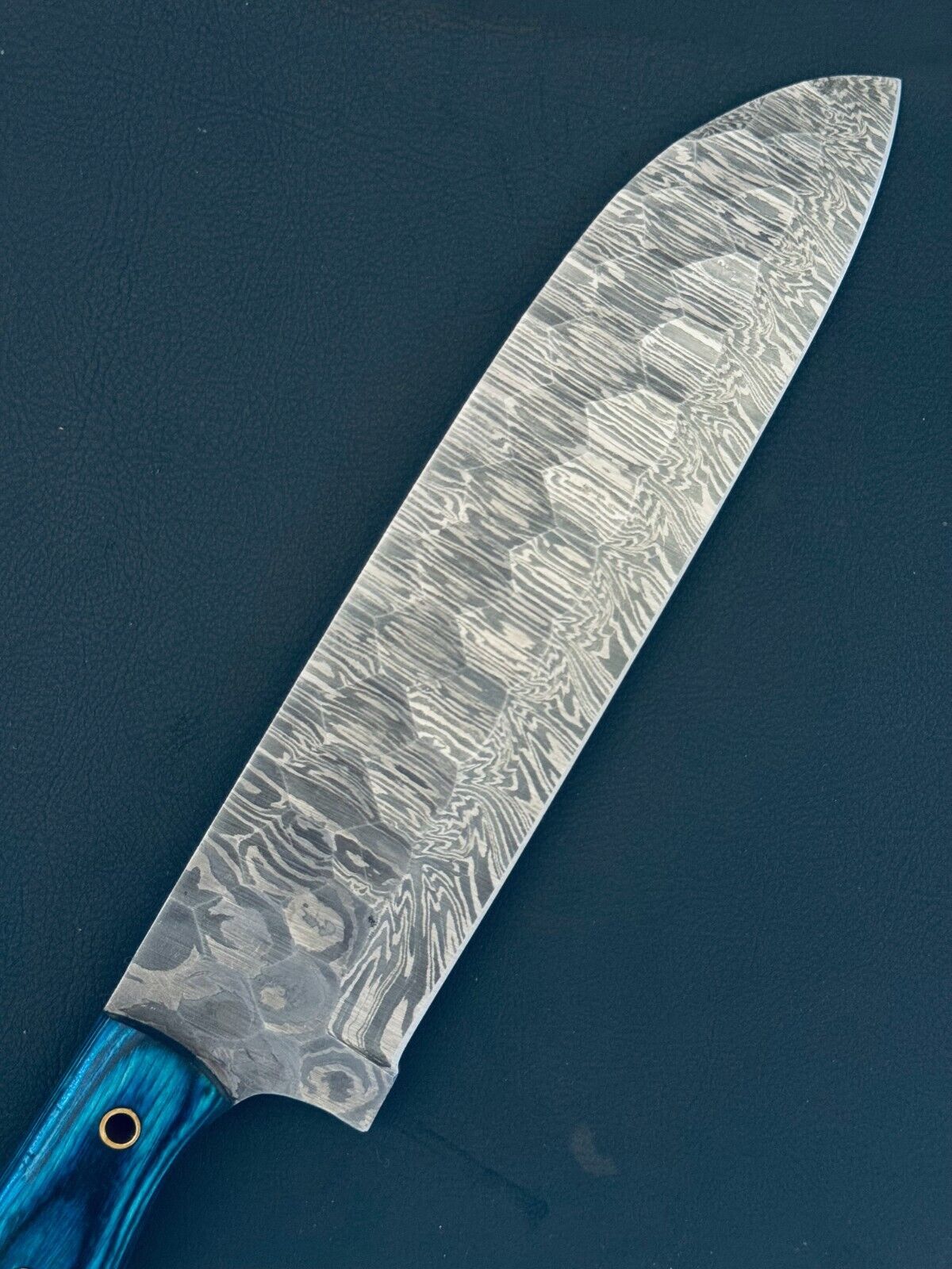 13" Handmade Fire Storm Damascus Steel Chef Knife with Bone & Wood Handle – Kitchen Fillet Knife