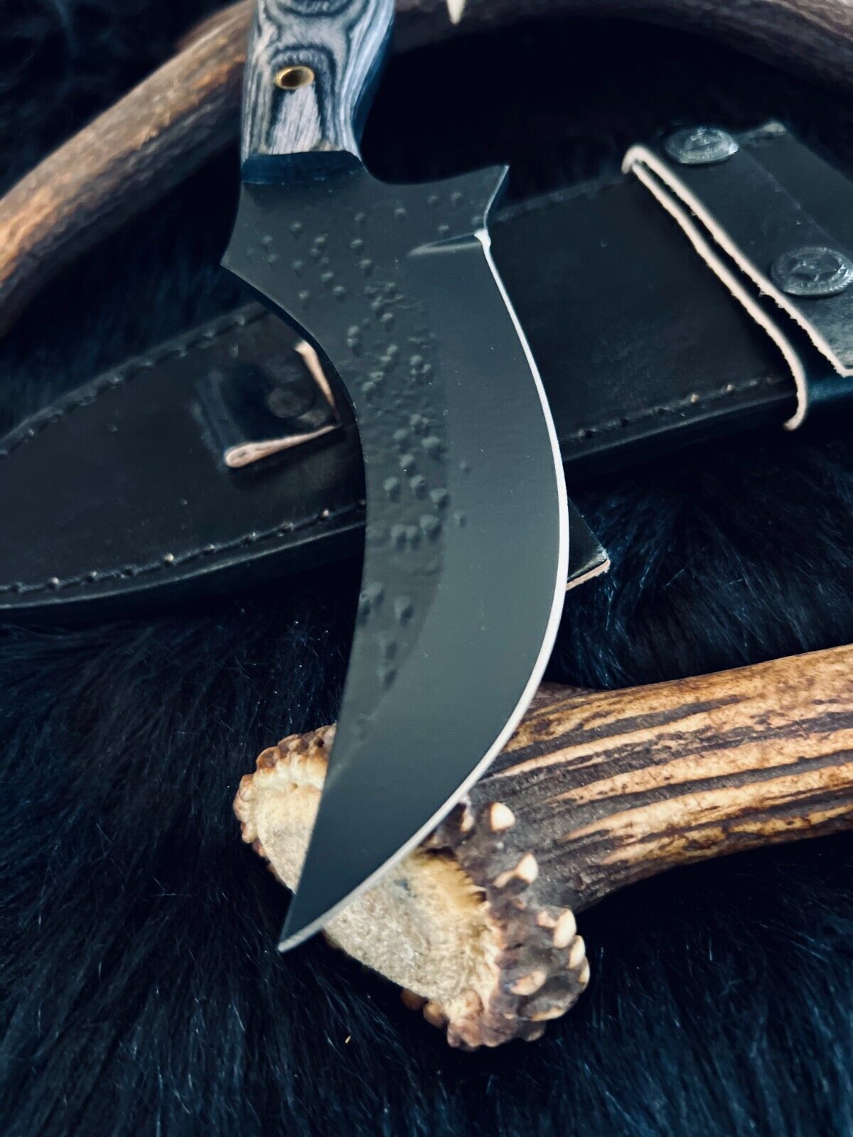 9 Inch D2 Steel Skinner Knife with Camel Bone and Wood Handle
