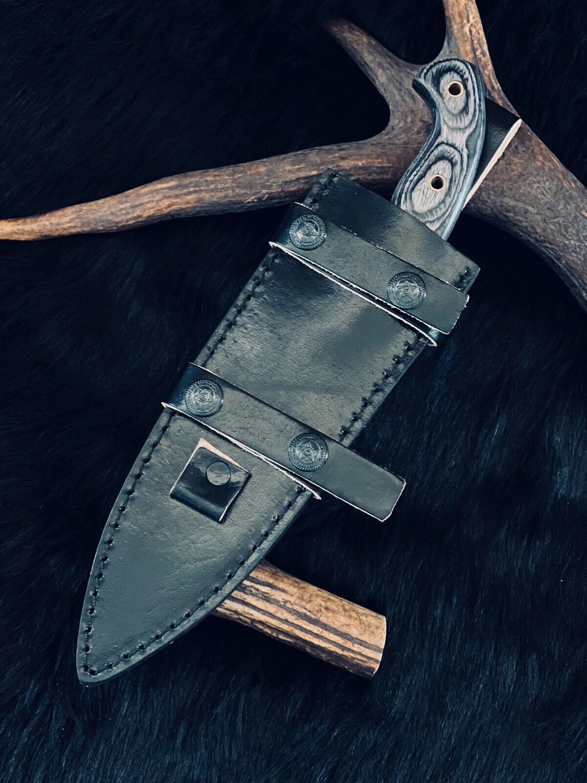 9 Inch D2 Steel Skinner Knife with Camel Bone and Wood Handle