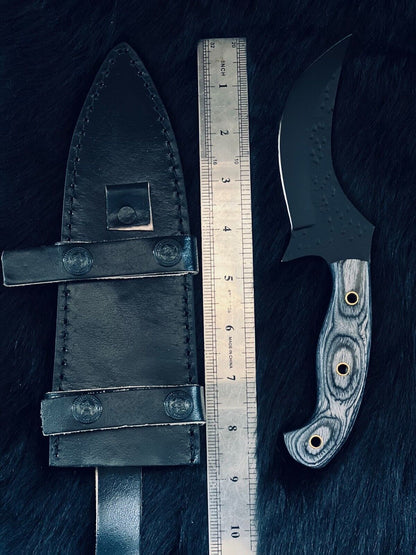 9 Inch D2 Steel Skinner Knife with Camel Bone and Wood Handle