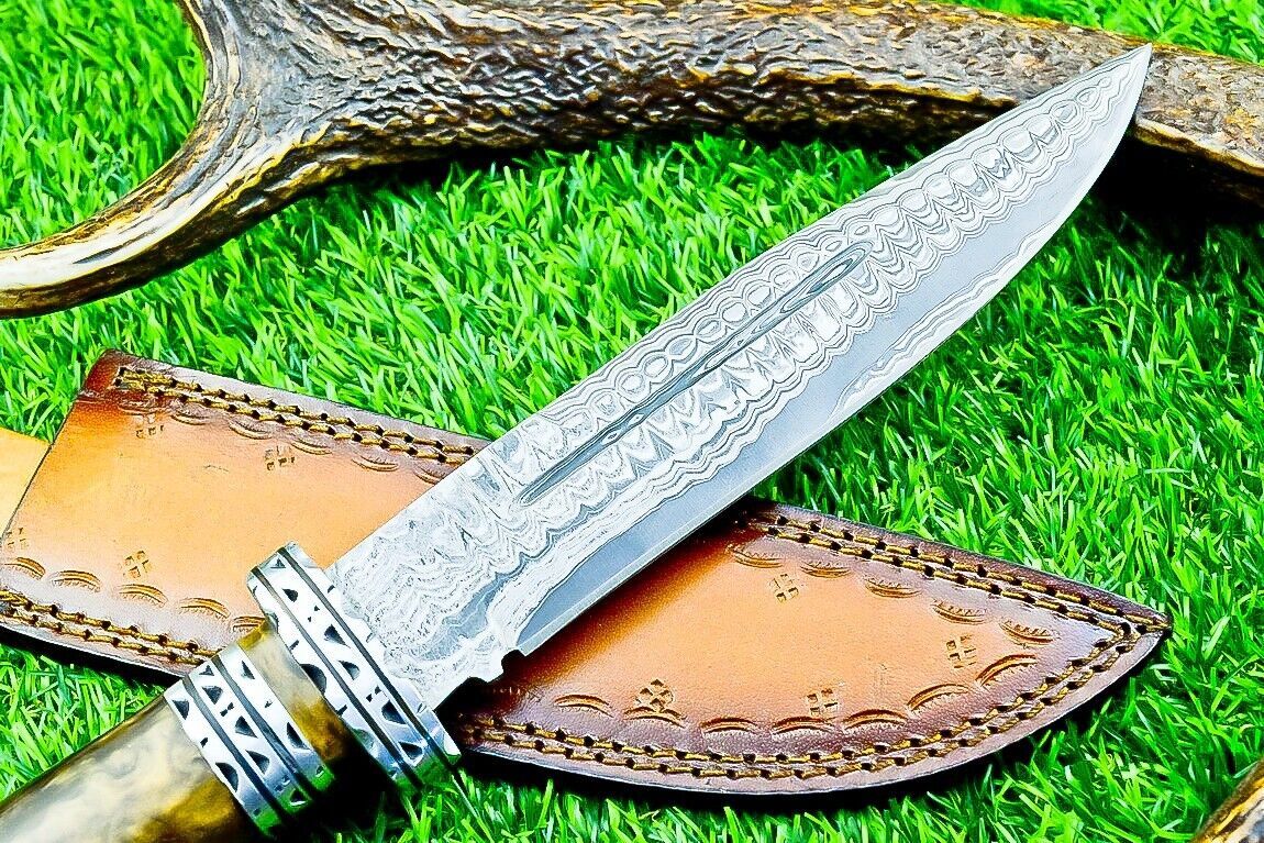 12.5 Inch Hand Forged Damascus Steel Bowie Knife with Resin Handle