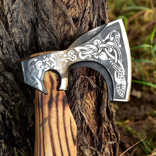 Custom Handmade High Carbon Steel Medieval Viking Axe Hatchet 17.5 Inch