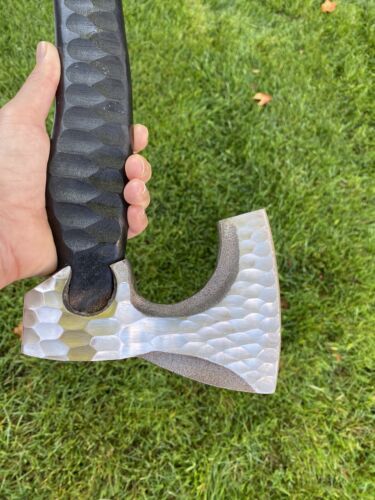 Hand-Forged 19" Viking Hatchet – Premium Carbon Steel Axe with Wooden Handle