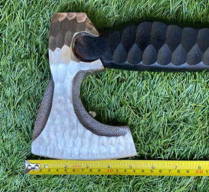 Hand-Forged 19" Viking Hatchet – Premium Carbon Steel Axe with Wooden Handle