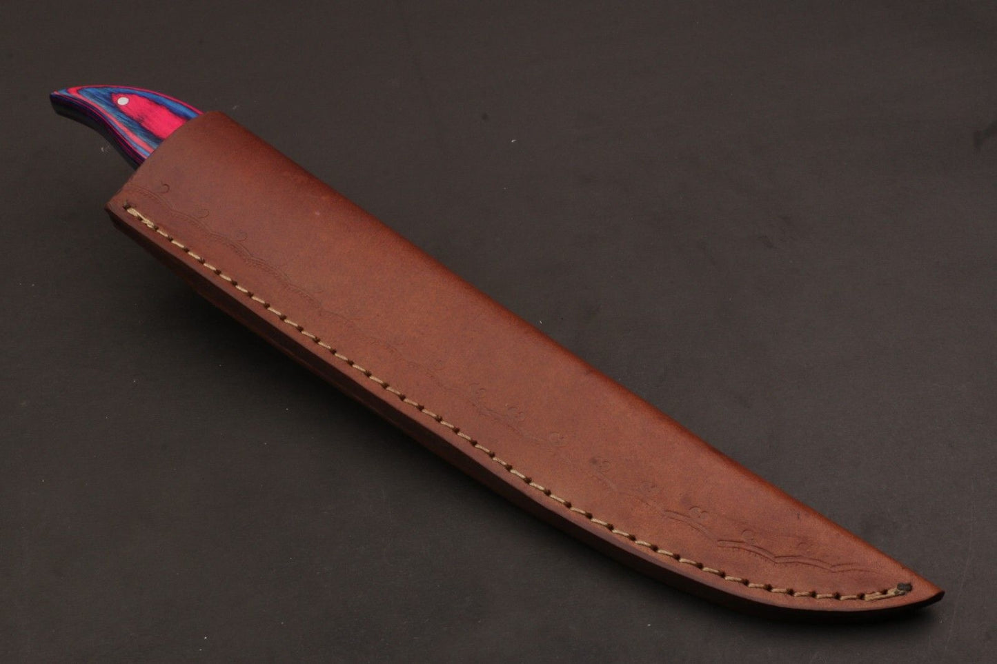 12" Hand Forged Twist Damascus Steel Fillet Knife Custom Fillet Knife With Leather Sheath