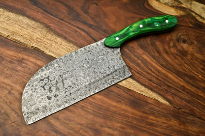 Handmade Damascus Steel Chef Knife – Full Tang Kitchen Chopper with Hardwood Handle