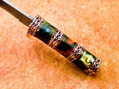 15" Custom Handmade Damascus Bowie Knife with Resin Handle