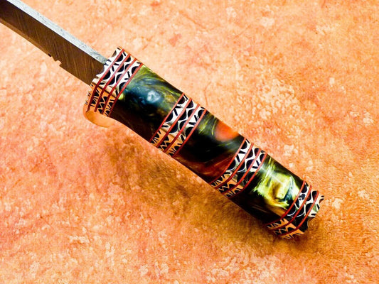 15" Custom Handmade Damascus Bowie Knife with Resin Handle