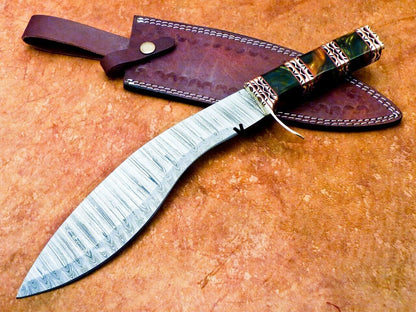 15" Custom Handmade Damascus Bowie Knife with Resin Handle