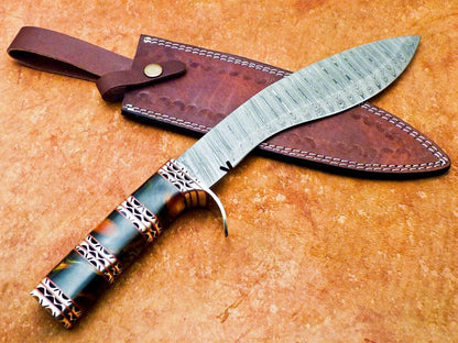 15" Custom Handmade Damascus Bowie Knife with Resin Handle