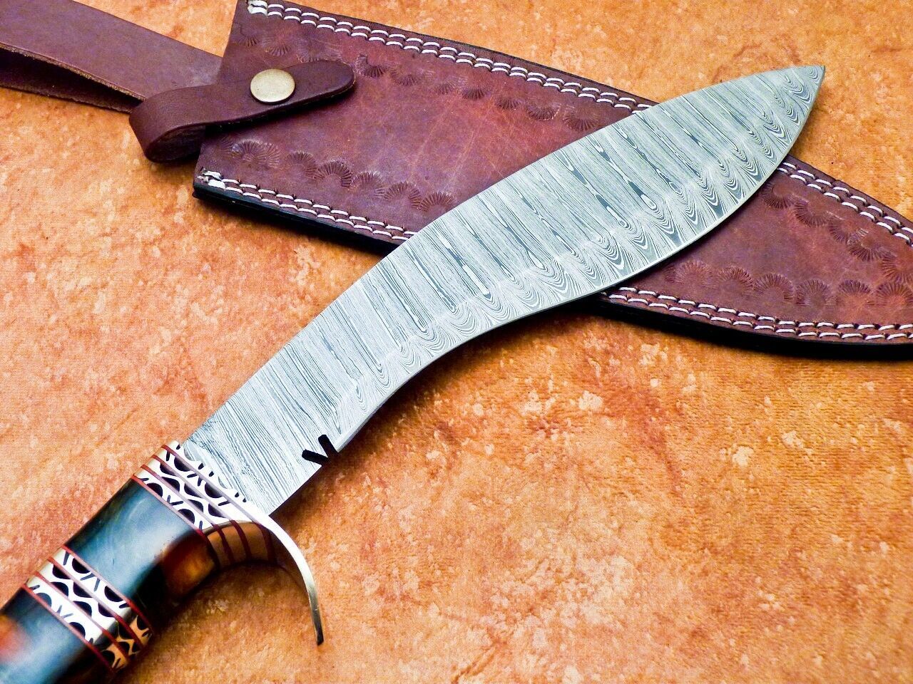 15" Custom Handmade Damascus Bowie Knife with Resin Handle