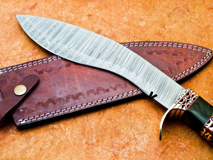 15" Custom Handmade Damascus Bowie Knife with Resin Handle