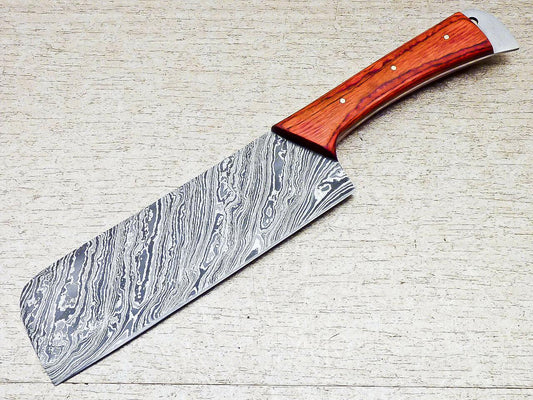 Custom Hand Forged 12" Damascus Steel Chopper Knife – Hard Wood Handle, 512-Layer Blade