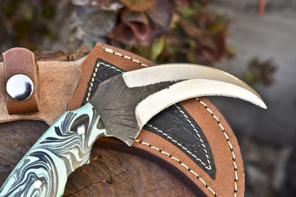 Custom Handmade D2 Steel Karambit Knife 8" Best Karambit Knife With Resin Handle