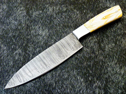 12" Custom Hand Forged Damascus Steel Chef Knife – Handmade Kitchen Knife with Resin Handle