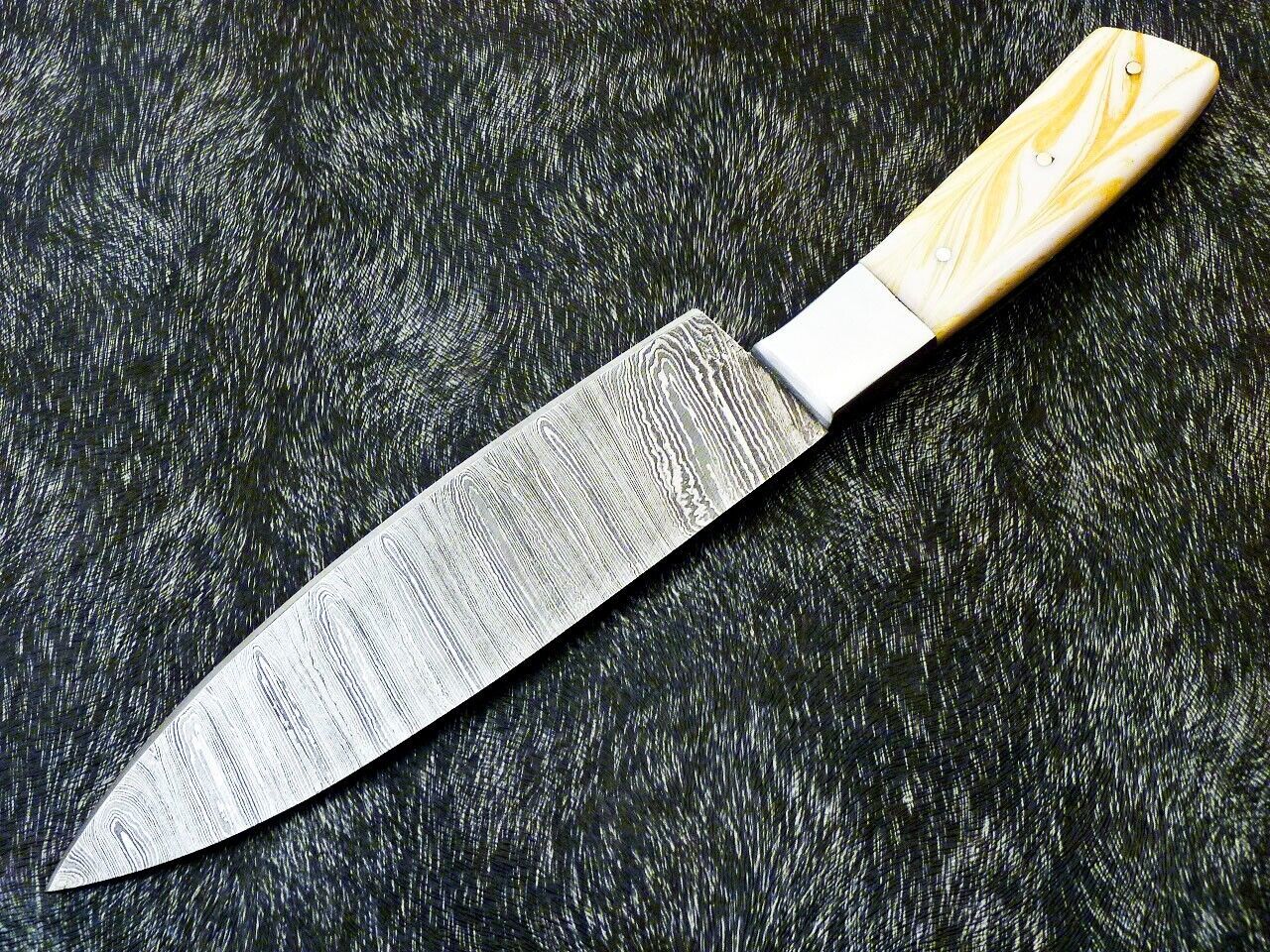 12" Custom Hand Forged Damascus Steel Chef Knife – Handmade Kitchen Knife with Resin Handle