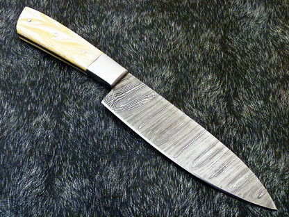12" Custom Hand Forged Damascus Steel Chef Knife – Handmade Kitchen Knife with Resin Handle