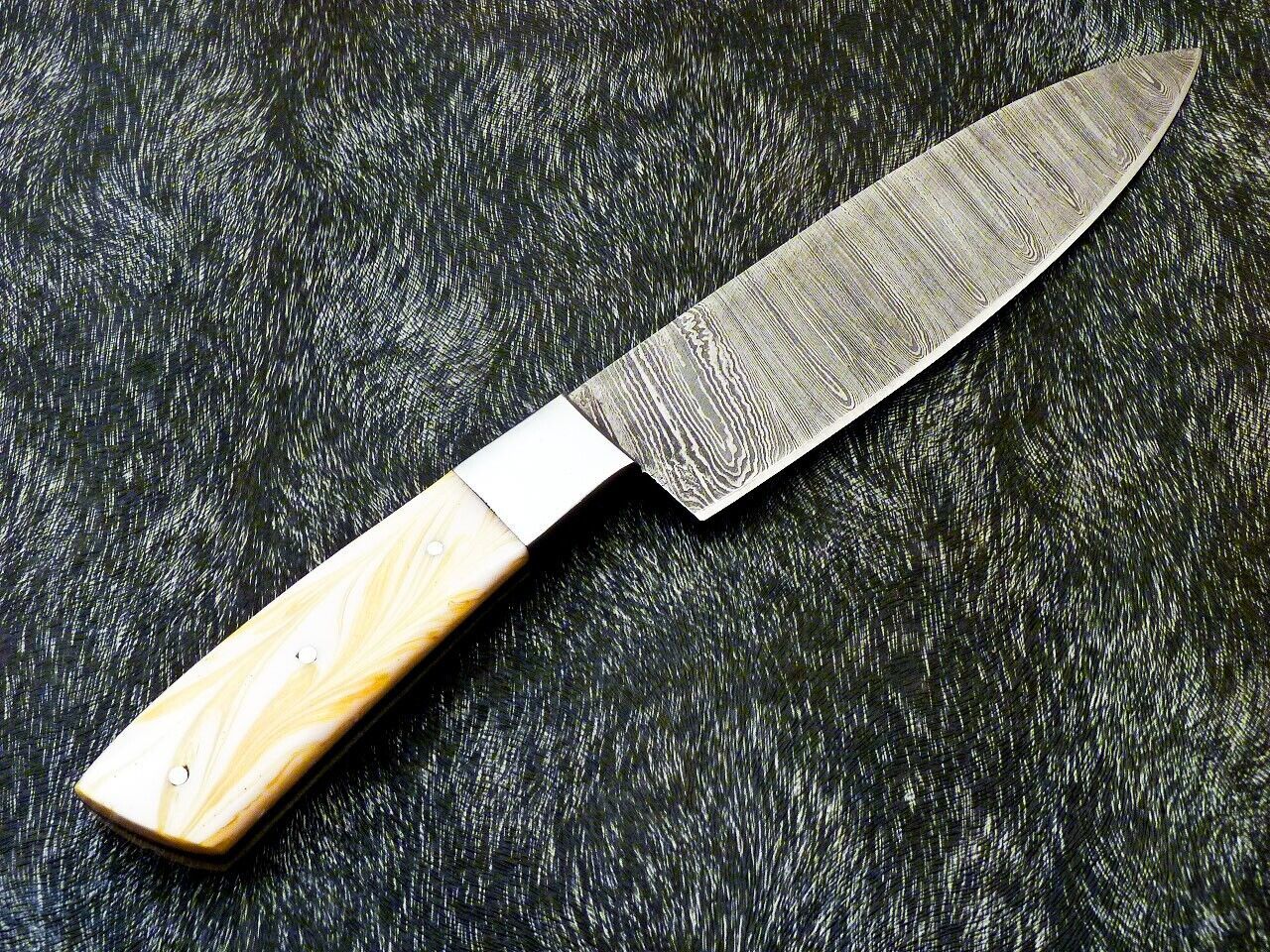 12" Custom Hand Forged Damascus Steel Chef Knife – Handmade Kitchen Knife with Resin Handle