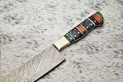 Cutlery Salvation Handmade Damascus Steel Full Tang Kitchen Chef Knife – 12" Blade, Oil Tempered 58-60 HRC, Sharpened at 20°