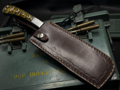 Handmade Damascus Steel Hunting Chef Cleaver Knife – Full Tang Wood Handle with Leather Sheath