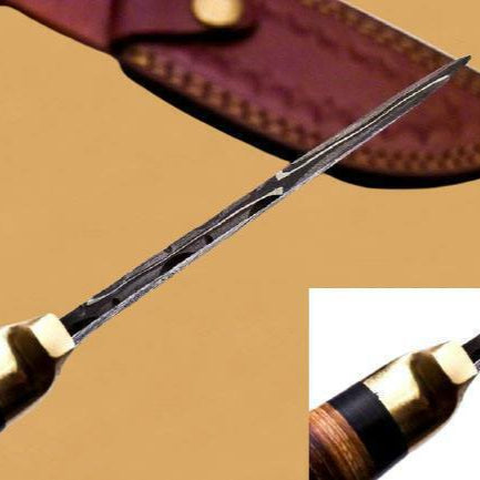 10" Heritage Forge Damascus Bowie Knife | Deer Antler Handle