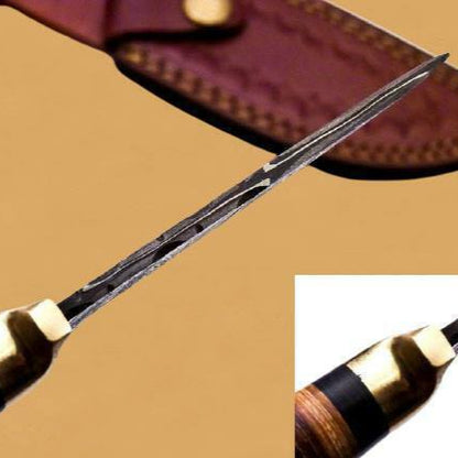 10" Heritage Forge Damascus Bowie Knife | Deer Antler Handle