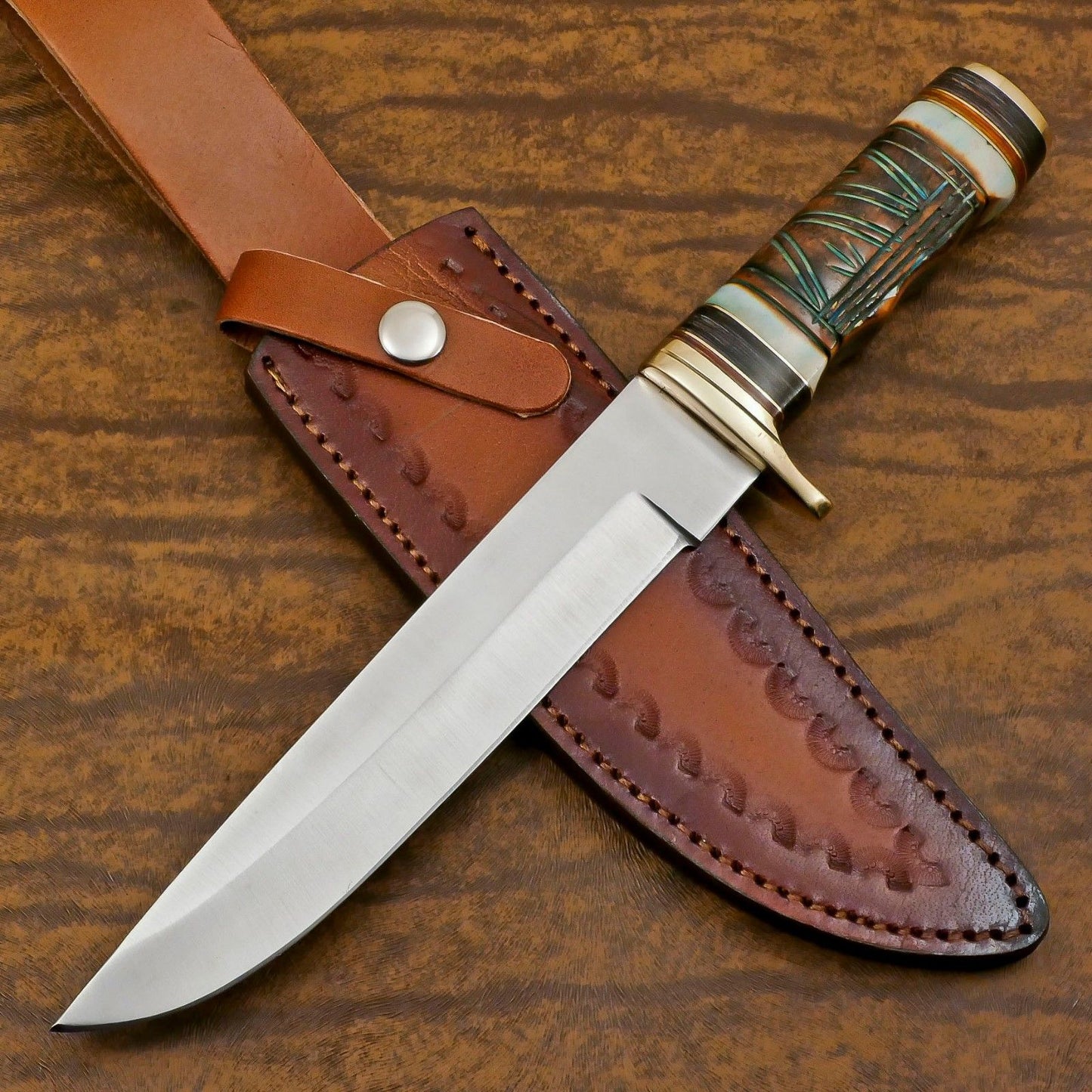 Custom Handmade 12 Inch D2 Steel Blade Hunting Bowie Camping Knife – Full Tang Survival Knife