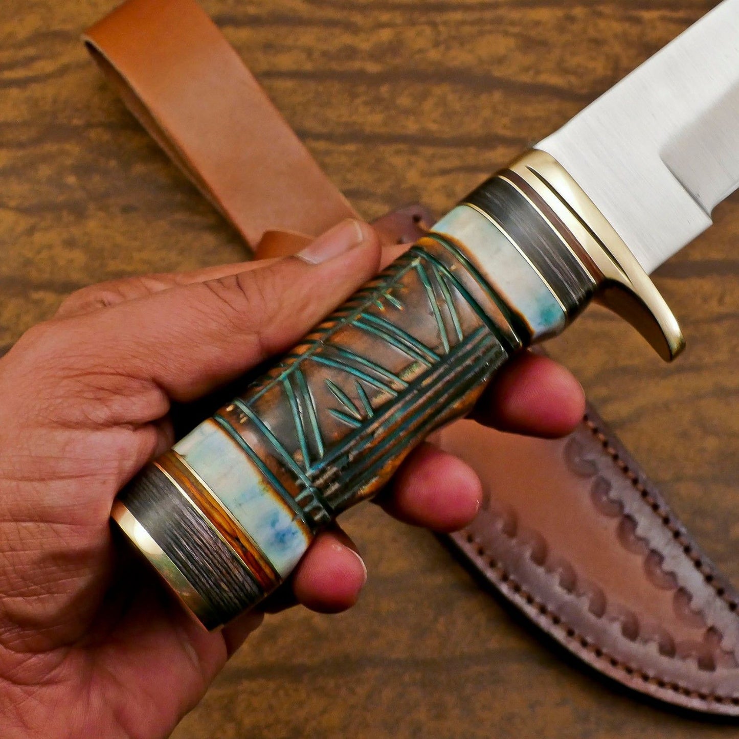 Custom Handmade 12 Inch D2 Steel Blade Hunting Bowie Camping Knife – Full Tang Survival Knife