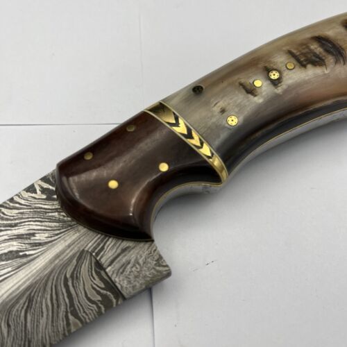 Heritage Forge Handmade Feather Pattern Damascus Steel Hunting Dagger Bowie Knife with Custom Design