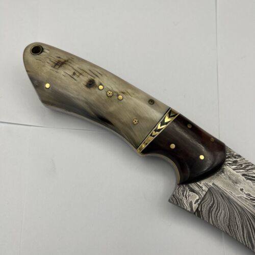 Heritage Forge Handmade Feather Pattern Damascus Steel Hunting Dagger Bowie Knife with Custom Design
