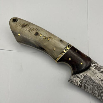 Heritage Forge Handmade Feather Pattern Damascus Steel Hunting Dagger Bowie Knife with Custom Design