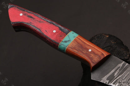 13.5" Hand Forged Fire Damascus Steel Fillet Knife For Kitchen Use Best Fillet Knife W/Sheath