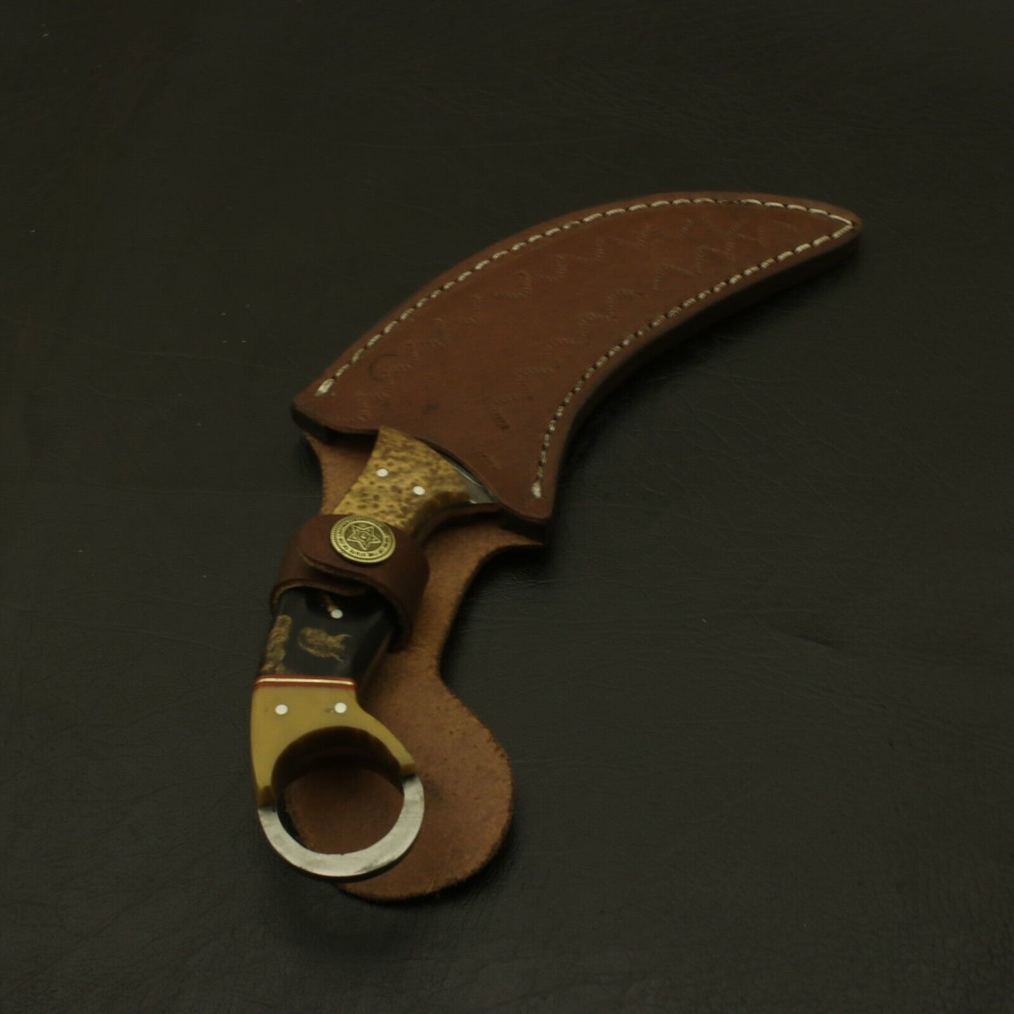 Handmade Damascus Karambit Knife 9" Karambit Damascus Steel Knife with Wood and Resin Handle
