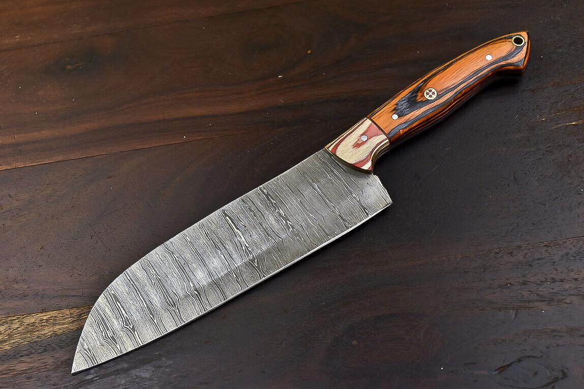 Handmade Wildlife Damascus Steel Chef Knife | 12.2" Full Tang Hunting & Kitchen Knife with Hardwood Handle