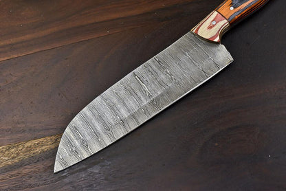 Handmade Wildlife Damascus Steel Chef Knife | 12.2" Full Tang Hunting & Kitchen Knife with Hardwood Handle