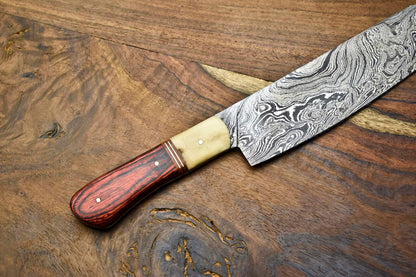 Custom Handmade Damascus Steel Blade Chef Knife Full Tang Chopper Knife