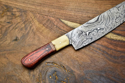 Custom Handmade Damascus Steel Blade Chef Knife Full Tang Chopper Knife