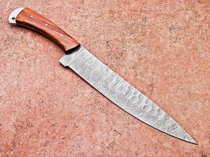 12" Handmade Damascus Steel Chef Knife – Professional Kitchen Knife with Wood Handle