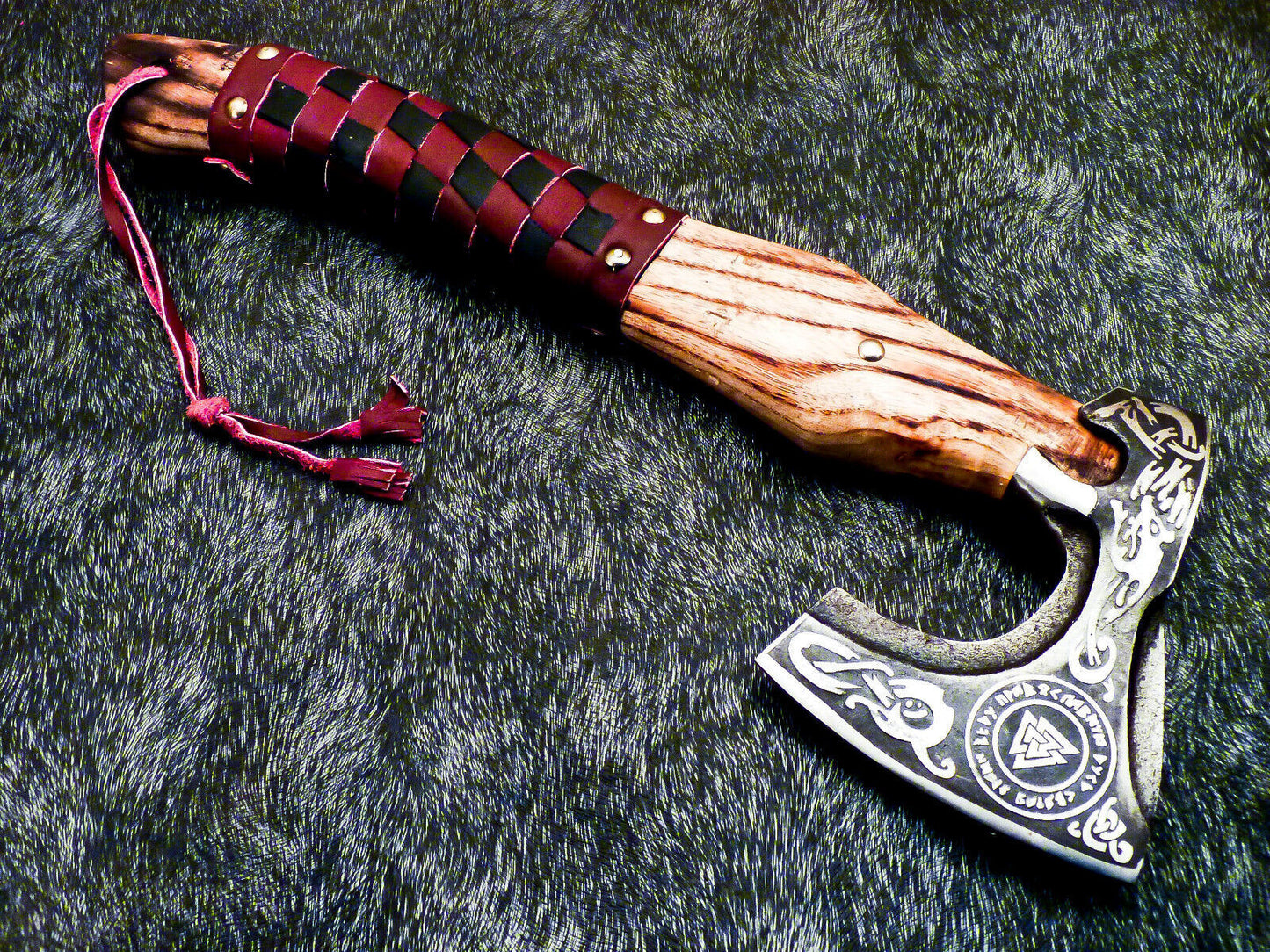 Hand Forged Viking Warrior Berserker Axe – Norse Bearded Hatchet with Leather Sheath