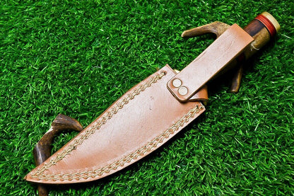 10" Handmade Damascus Steel Bowie Knife | Natural Wood Handle