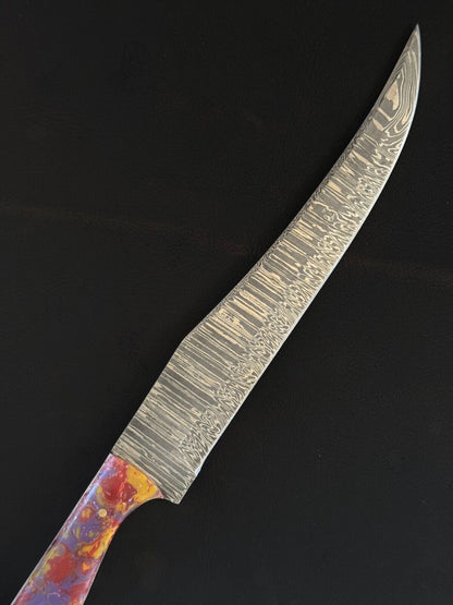 13" Damascus Fillet Knife Damascus Steel Fillet Knife for Kitchen With Resin Handle