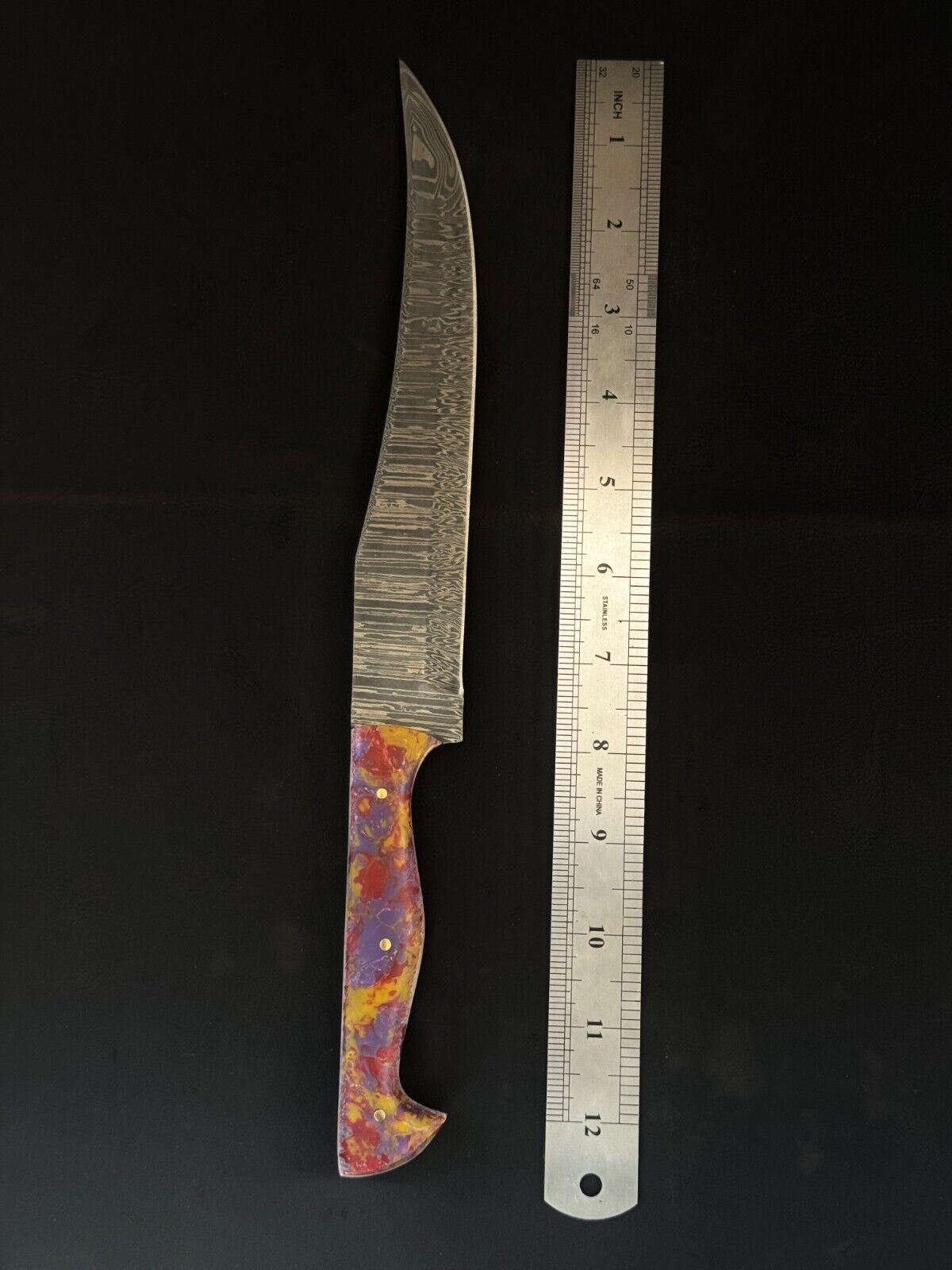 13" Damascus Fillet Knife Damascus Steel Fillet Knife for Kitchen With Resin Handle