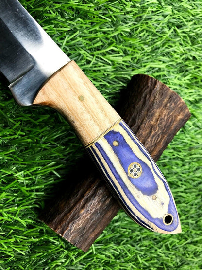 8" Handmade Stainless Steel Skinner Knife – Compact Hunting & Survival Blade with Leather Sheath