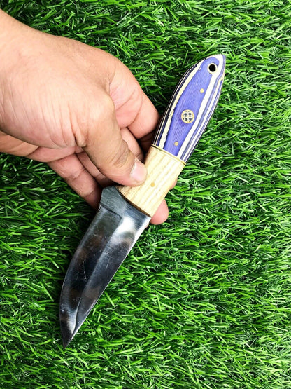 8" Handmade Stainless Steel Skinner Knife – Compact Hunting & Survival Blade with Leather Sheath