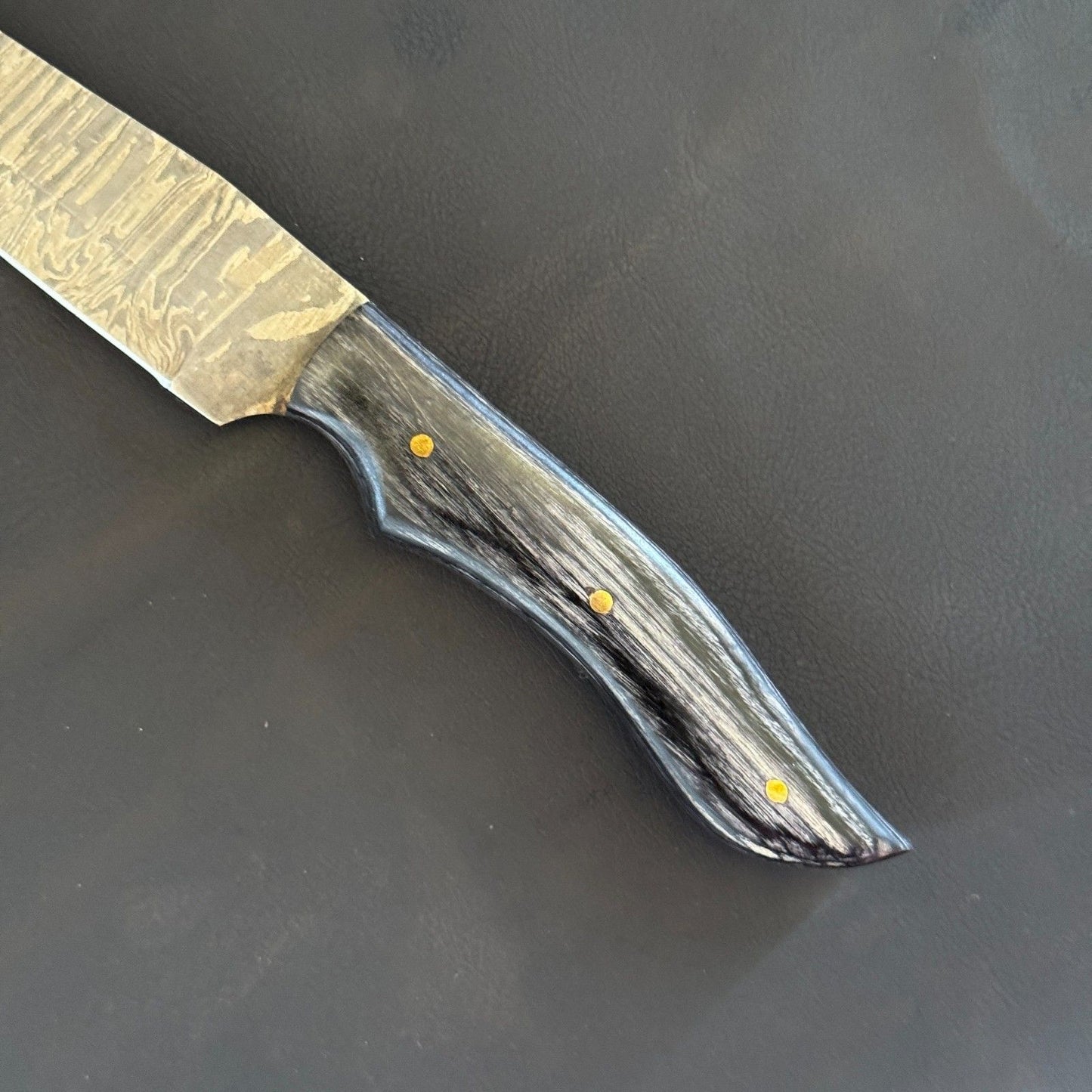 12" Hand Forged Damascus Steel Fillet Knife Kitchen & Fishing Knife With Leather Sheath