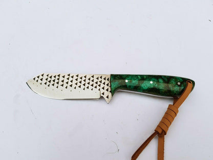 Handmade Horse File Steel Cowboy Bull Cutter Knife with Sheath for Belt & Resin Handle