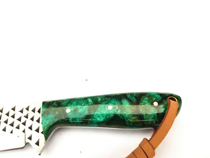 Handmade Horse File Steel Cowboy Bull Cutter Knife with Sheath for Belt & Resin Handle