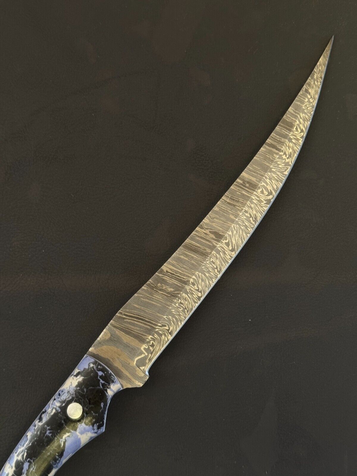 13" Damascus Fillet Knife Handmade Custom Fillet Knife with Resin Handle